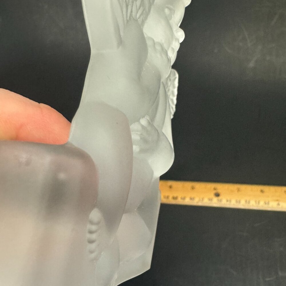 Vtg Penco Clear Frosted Glass Angel Cherub Tea Light Small Candle Holder Figure - Picture 6 of 11